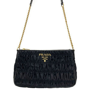 Prada Tessuto Gaufre Sling Bag black gathered nylon body